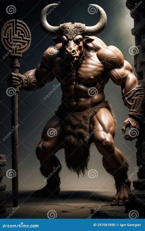 Minotaur the Mythical Maze Guardian Stock Illustration - Illustration ...