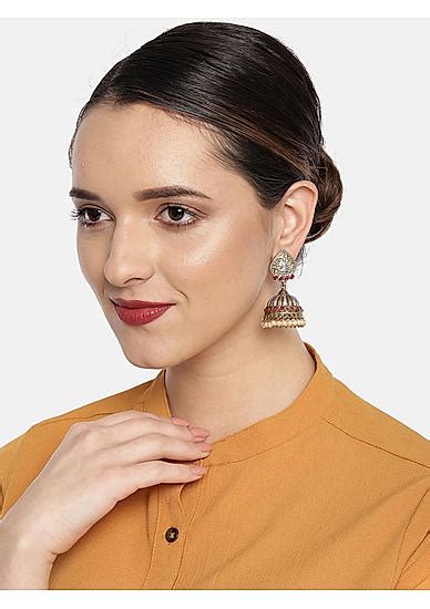 Gold-Toned & Silver-Toned Dome Shaped Jhumkas