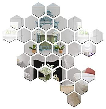 Buy Wall1ders 31-Piece Hexagon with 10 Butterfly Mirror Wall Stickers ...