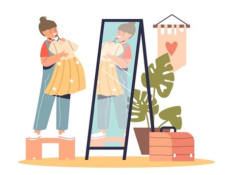 Petite fille s'habiller changer de vêtements devant le miroir Petit ...