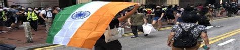 Hong Kong Protester Carries Indian Flag During National Day Protests ...