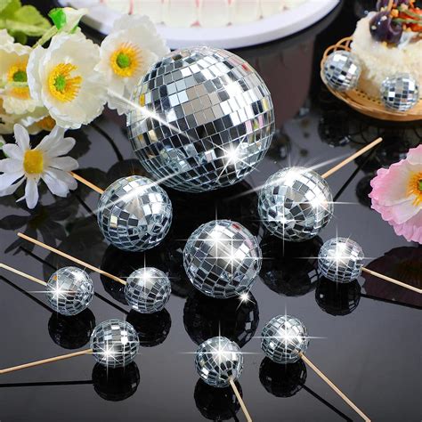 Buy 12 Piece Disco Ball Cake Toppers Disco Ball Cupcake Toppers 70's ...