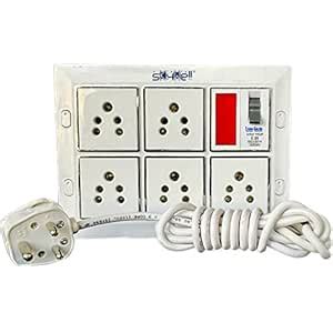 Buy SKYWELL Extention Board of 5 No 6-Amp Plug with On/Off MCB & Power ...