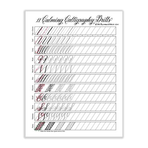 Printable Calligraphy Practice Sheets