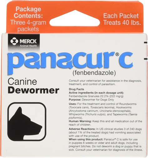 Amazon.com : Panacur C Canine Dewormer (Fenbendazole), 4 Gram, 3 Count ...