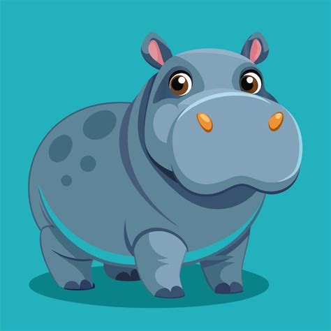 A cartoon of a rhinoceros with an orange nose and a blue background ...