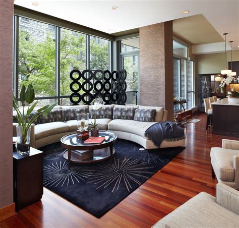 Living Room With Cherry Wood Floors | Baci Living Room