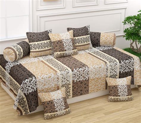 Castiqa Microfiber Unique Patterns Diwan Set of Bedsheet, 2 Bolsters ...