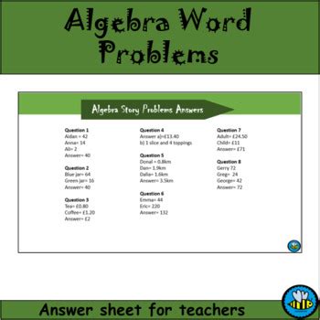 Image result for Story Problem Algebra