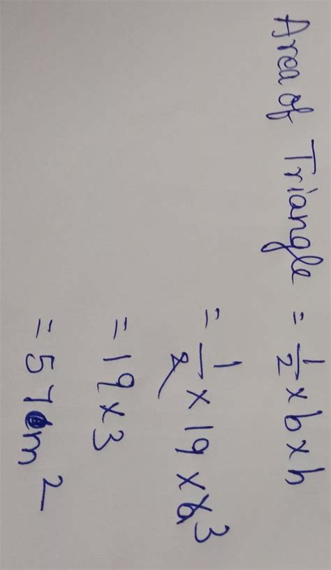 . A triangle has 19 m base and 6 m cm? corresponding height. Find its ...