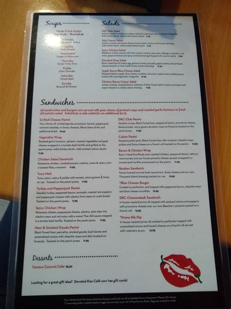Menu at Devoted Kiss Cafe, Gig Harbor