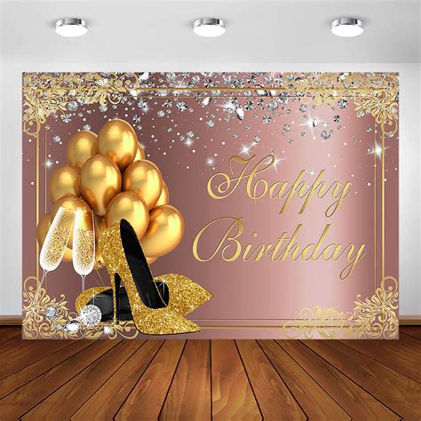 Buy Avezano Rose Gold Birthday Backdrop for Women Girls Gold Balloon ...