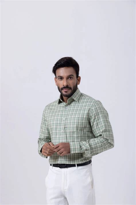Elegant white Green Checkered Shirts – TailorsCove