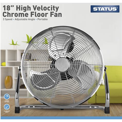 Status Chrome High Velocity Floor Fan 18 inch | Wilko