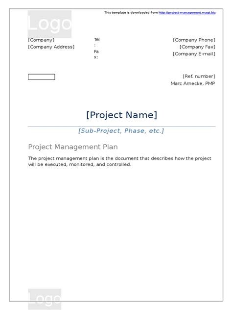 Complete Project Management Plan Example PDF 的图像结果