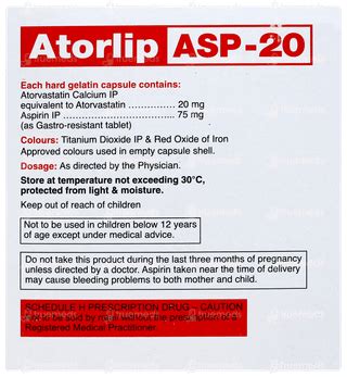 Atorlip Asp 2075 Mg Capsule 10 - Uses, Side Effects, Dosage, Price ...