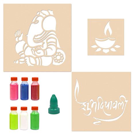 Buy Incredible Gifts India Ganesha with Subh Deepawali Rangoli Stencils ...