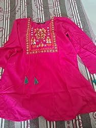 DMP FASHION Women's Rayon Heavy Embroidery Pink Top : Amazon.in ...