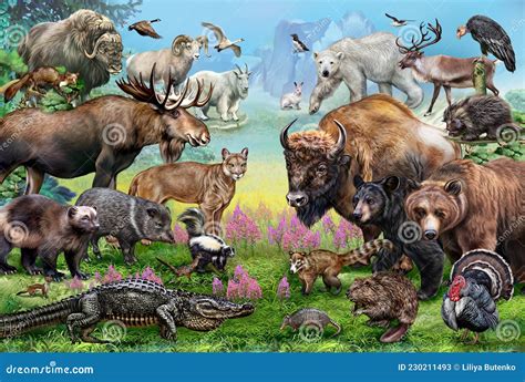Animals of North America stock illustration. Illustration of colorful ...