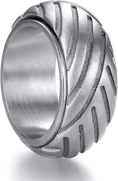 Buy EVBEA Mens Rings Mechanic Car Racer Tire Tread Biker Ring Rotation ...