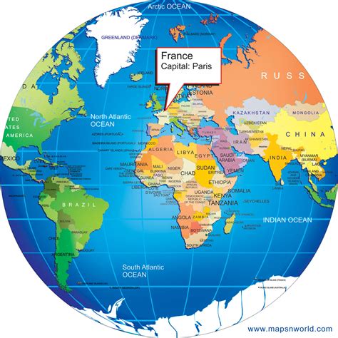 Where is France? Big size world globe - size of france