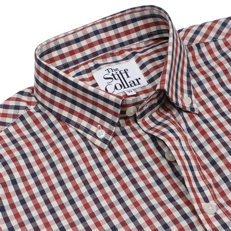 Rustic Red Gingham Check Button Down Cotton Shirt – Thestiffcollar.com