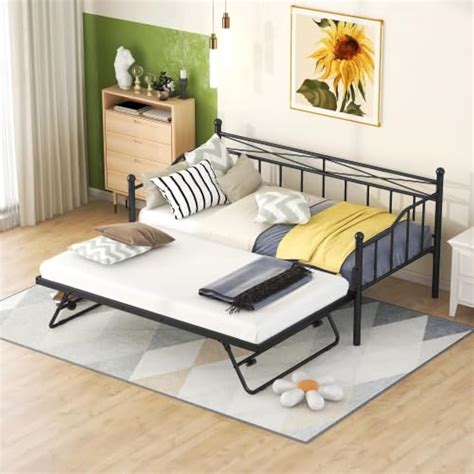 AnwickNomo New Twin Day Bed with Trundle Bed Twin, Modern Metal India ...