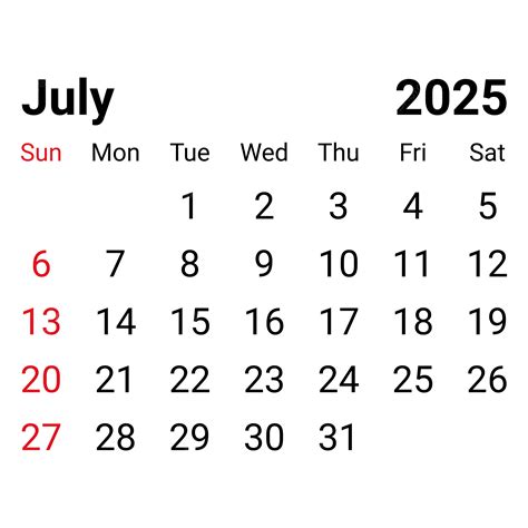 July 2025 Calendar Png A Comprehensive Guide To A Printable And