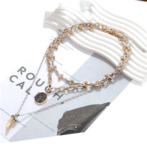 Just Lil Things Layered Tribal Luxe Necklace – Bead & Tusk Pendant Des