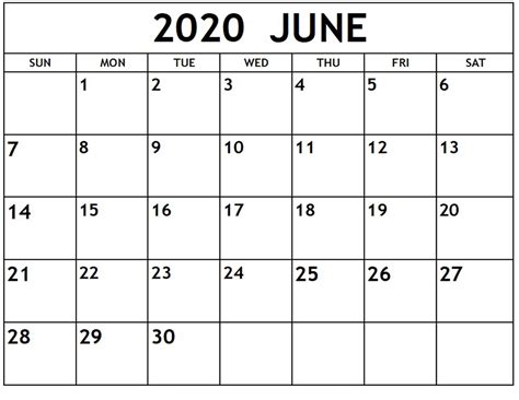 June 2020 Editable Calendar - Word, PDF, Excel - Calendar Letters