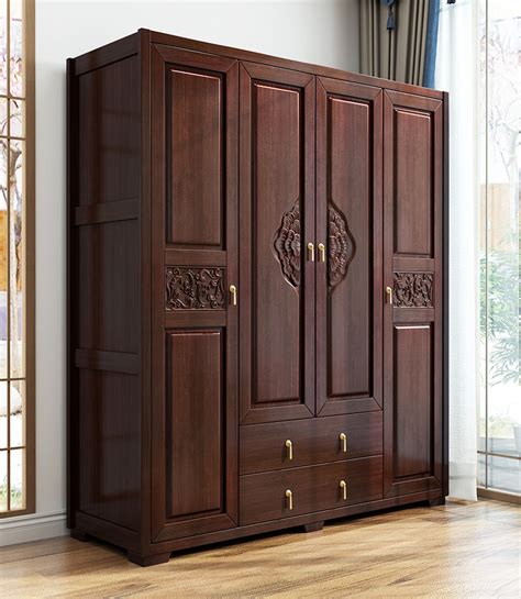 欧式衣柜美式四门衣柜全实木衣柜木质手工雕花橡木衣柜-阿里巴巴