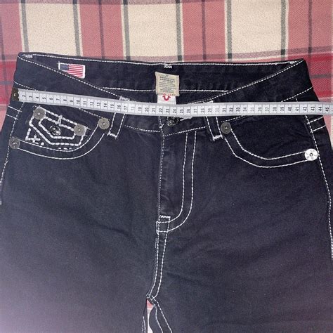 True religion black jeans white contrast... - Depop