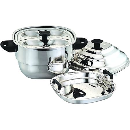 JVL Stainless Steel Square Steamer/Idli Maker - 3 Idly and 3 Dhokla ...