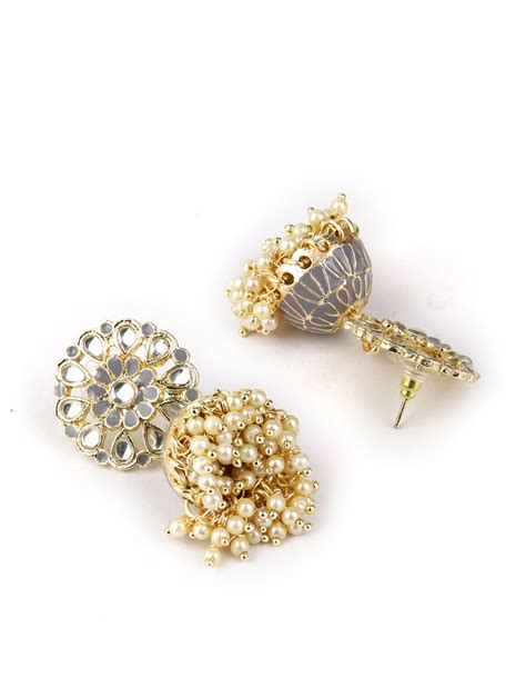 Kundan Studded beaded Jhumka Earring – Priyaasi