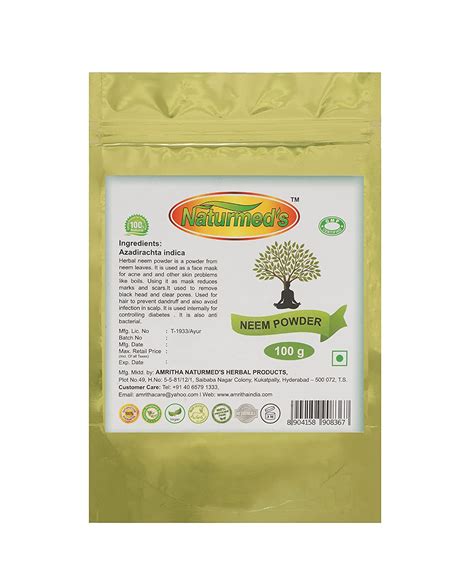 Naturmed's Herbs Sourced Neem Powder, 100 g| Anti Acne| Anti Bacterial ...