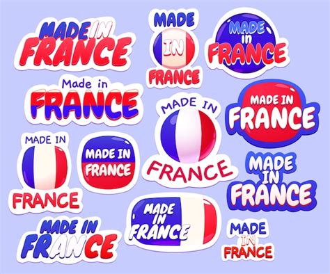 Cartoon Made in France Sticker-Sammlung | Kostenlose Vektor
