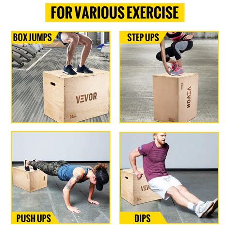 VEVOR 24x16x20 30x20x24” Wood Plyo Box 441LB Capacity Exercise Box ...
