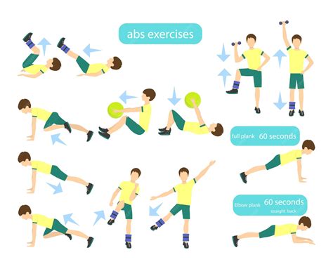 Übungen für Kinder eingestellt Workout für Jungen Bauchmuskelübungen ...