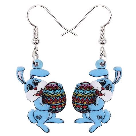 Buy DOWAY Acrylic Easter Bunny Egg Rabbit Earrings Dangle for Women ...