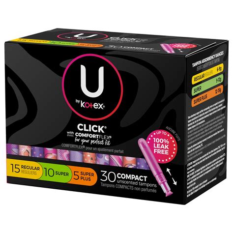 U by Kotex Click Compact Multipack Tampons, Regular/Super/Super Plus ...