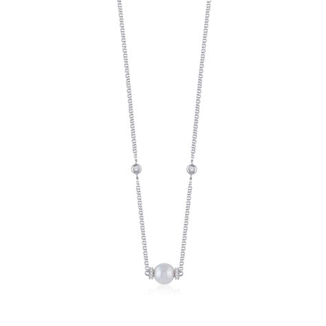 Sterling Silver Round Fresh Water Pearl Beaded Chain Necklace – Krishna ...
