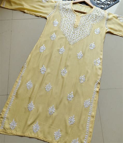 Yellow Modal Chikankari Kurti Set – taanabaana-chikankari