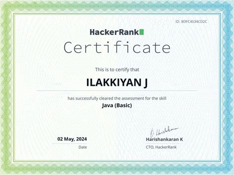 Image result for Java Programming Certificate From HackerRank