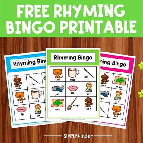 Free Printable Rhyming Bingo Game For Kindergarten - Simply Kinder ...