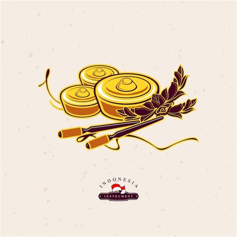 Indonesien Gamelan Kenong Logo Vektor Illustration | Premium Vektor