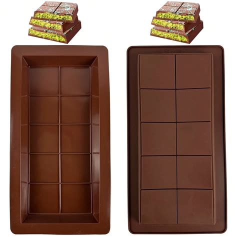 2 Pieces Dubai Chocolate Bar Molds Silicone Chocolate Bar Molds 1 Inch ...