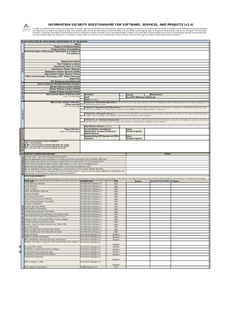 Fillable Online INFORMATION SECURITY QUESTIONNAIRE FOR SOFTWARE ...