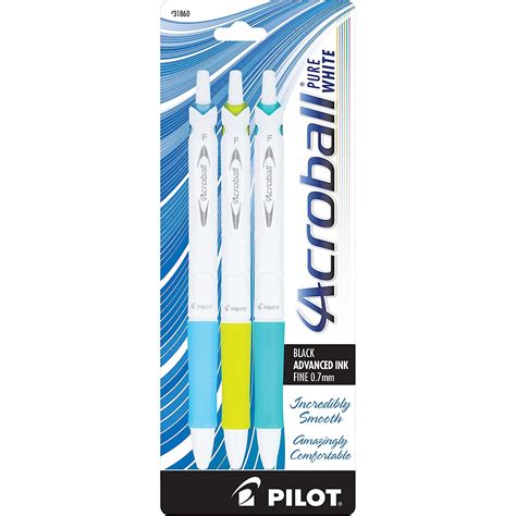 PILOT Acroball PureWhite Advanced Ink Refillable & Retractable Ball ...