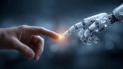 A Captivating Moment of Connection: The Touch Between Human and Robotic ...