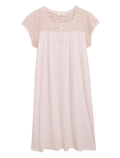 Buy Pure Cotton Broderie Trim Nightdress at Marks & Spencer